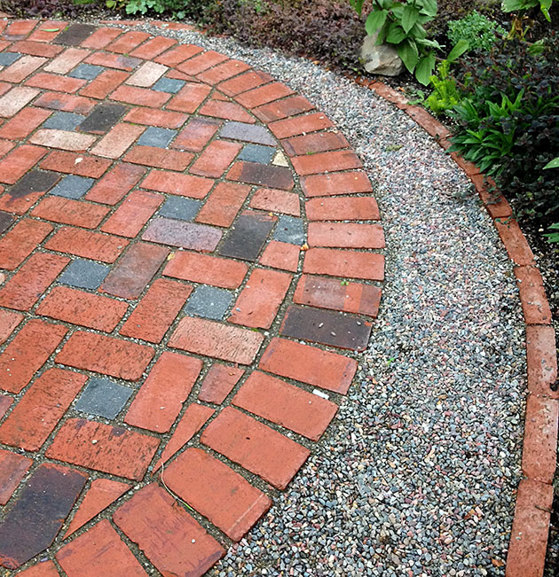 Close up detail of bricks in patio